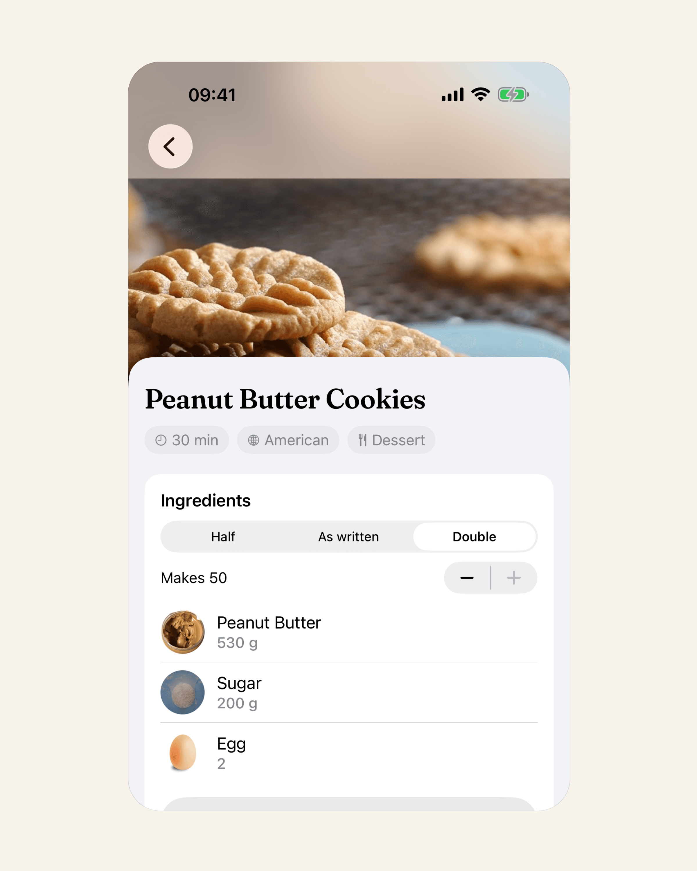 Doubled to make 50: 530 g of peanut butter, already rounded. Photos: TheMealDB