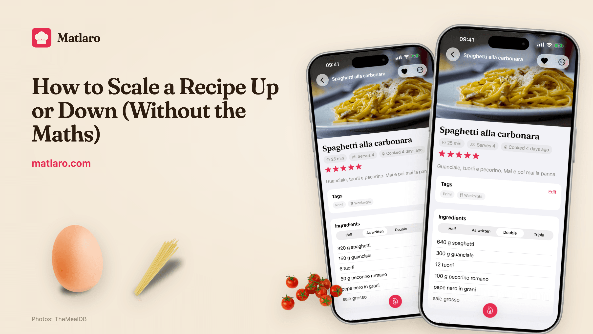 A saved recipe showing its ingredients and method