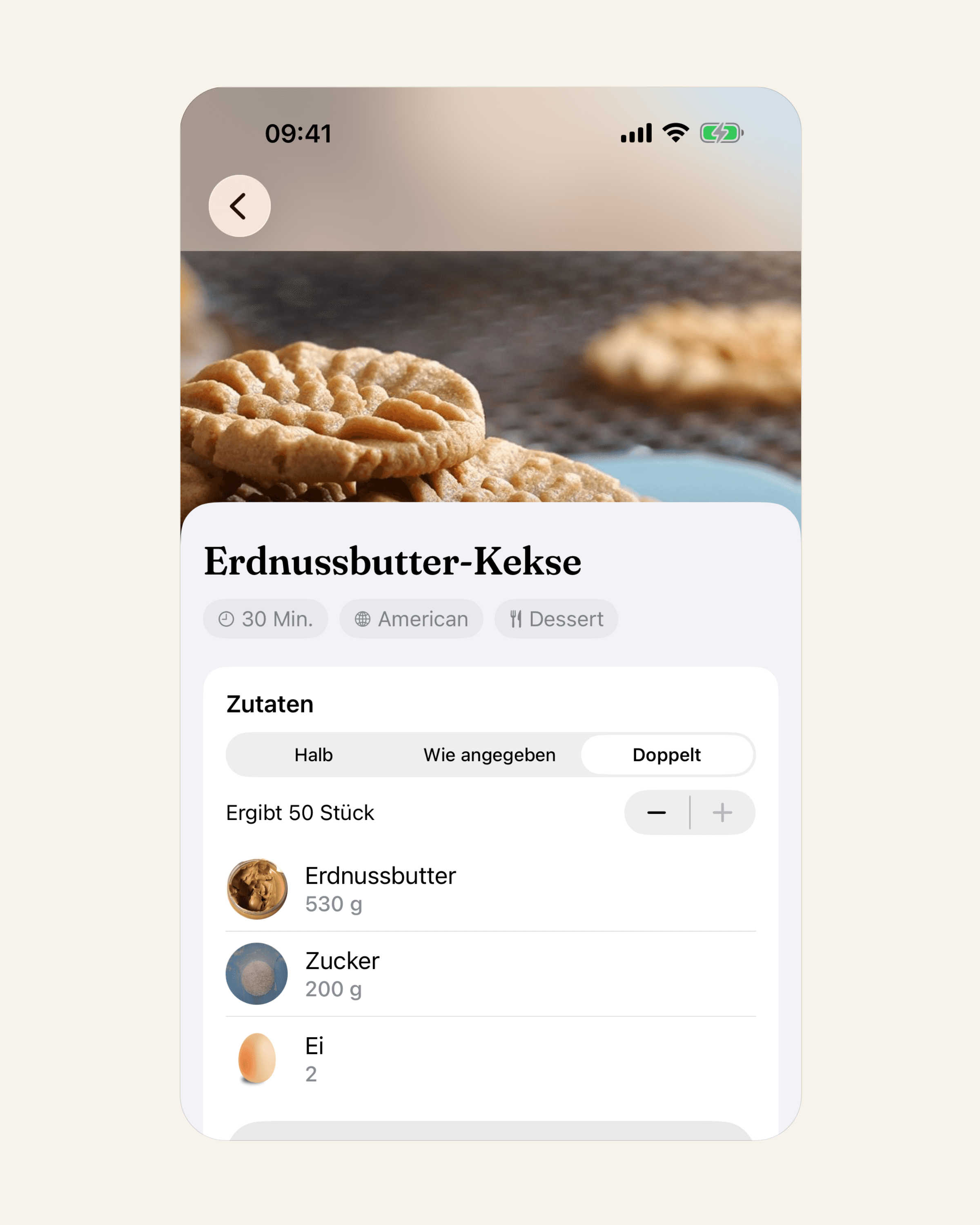 Verdoppelt auf 50 Stück: 530 g Erdnussbutter, schon gerundet. Fotos: TheMealDB