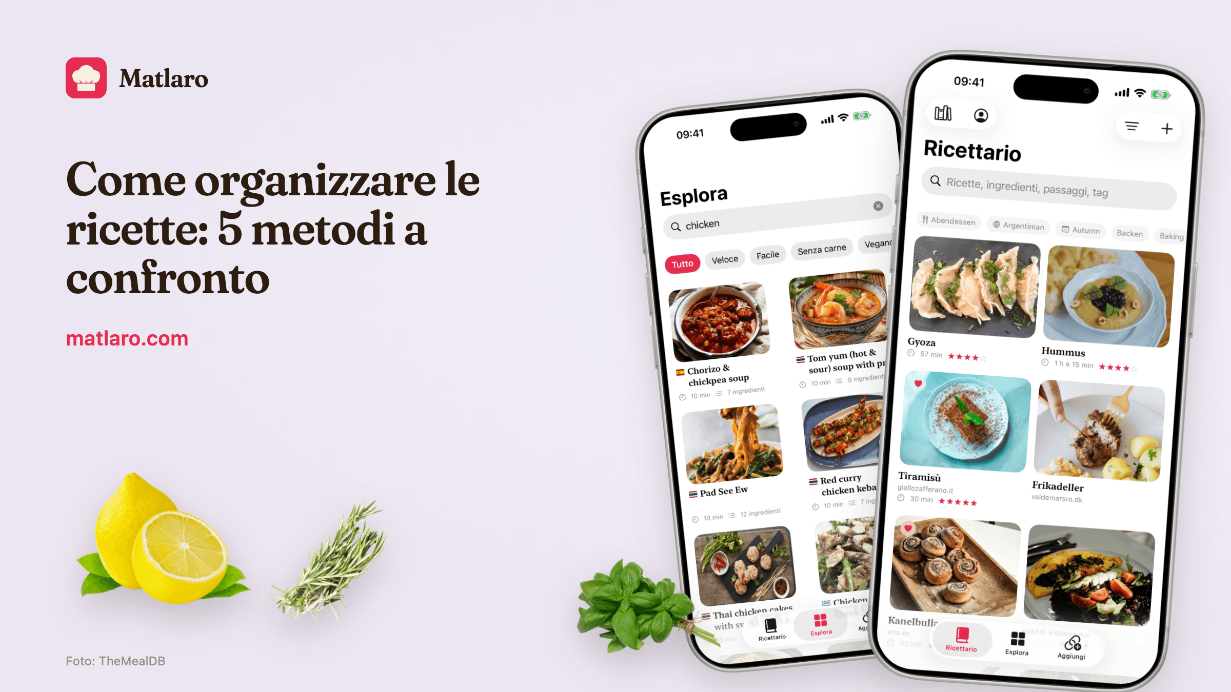 La libreria dei ricettari con le ricette salvate